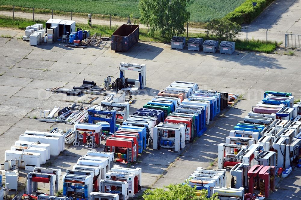 Bad Schmiedeberg from the bird's eye view: View of a stockpile of used car washes in Bad Schmiedeberg OT Ogkeln in Saxony-Anhalt