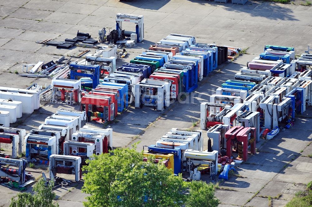 Aerial image Bad Schmiedeberg - View of a stockpile of used car washes in Bad Schmiedeberg OT Ogkeln in Saxony-Anhalt