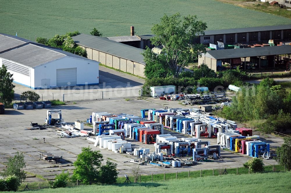 Bad Schmiedeberg from above - View of a stockpile of used car washes in Bad Schmiedeberg OT Ogkeln in Saxony-Anhalt