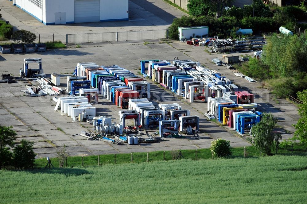 Bad Schmiedeberg from the bird's eye view: View of a stockpile of used car washes in Bad Schmiedeberg OT Ogkeln in Saxony-Anhalt