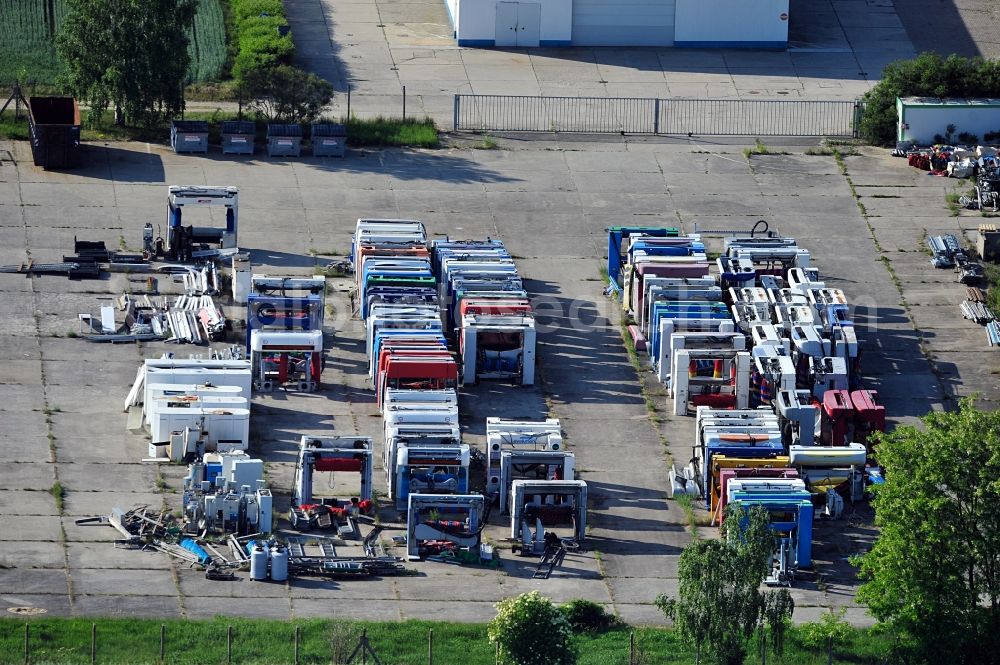 Aerial image Bad Schmiedeberg - View of a stockpile of used car washes in Bad Schmiedeberg OT Ogkeln in Saxony-Anhalt