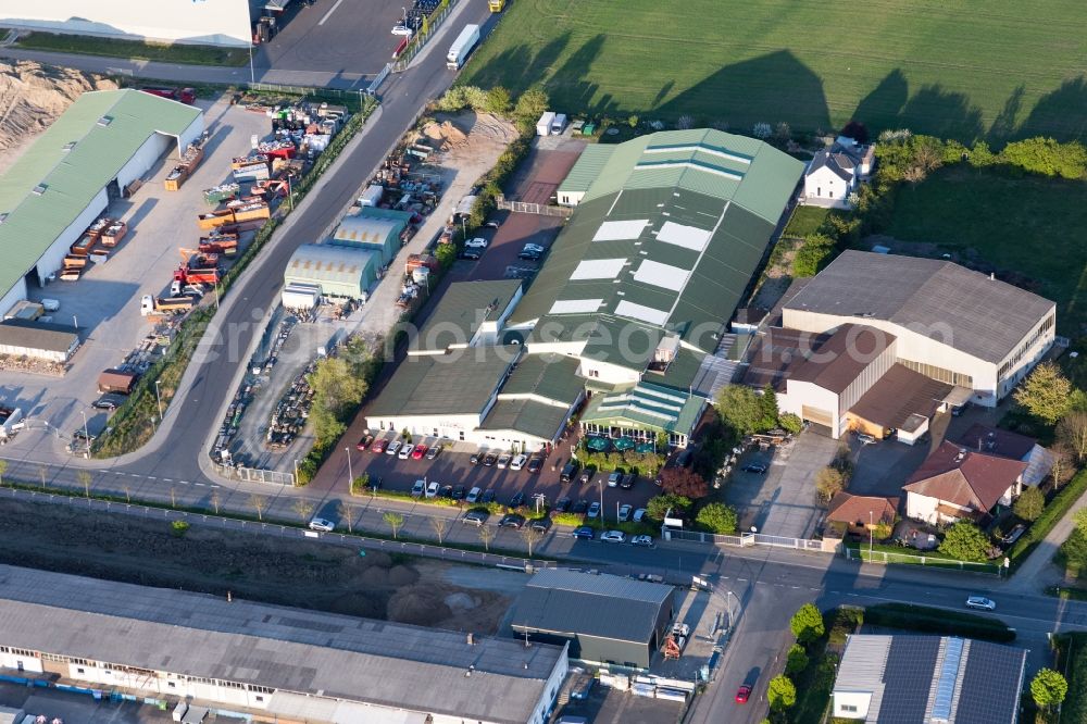 Aerial image Stockstadt am Rhein - Roof on the building of the sports hall Studio for Fitness in Stockstadt am Rhein in the state Hesse, Germany