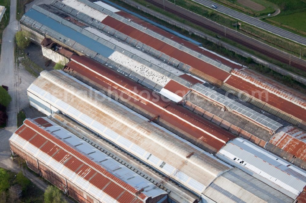 Blagny from the bird's eye view: Railway depot and repair shop for maintenance and repair of trains in Blagny in Alsace-Champagne-Ardenne-Lorraine, France