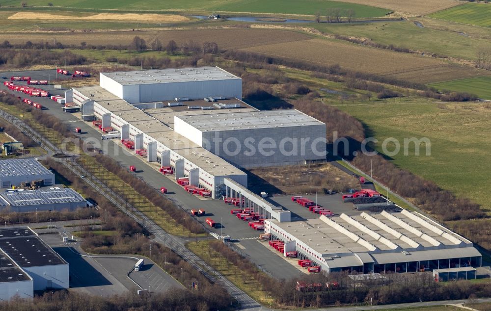 Aerial image Werl - Warehouse logistics and distribution center of the central warehouse and the shipping of the car accessories dealer ATU in Werl in the state of North Rhine-Westphalia