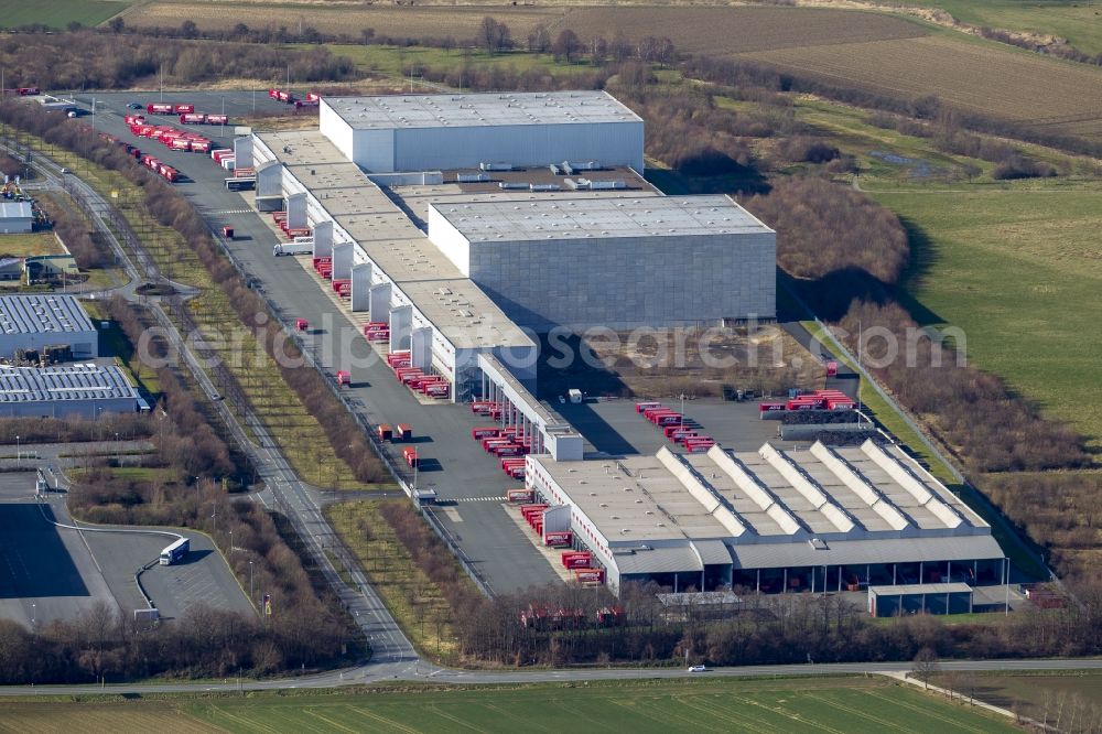 Aerial image Werl - Warehouse logistics and distribution center of the central warehouse and the shipping of the car accessories dealer ATU in Werl in the state of North Rhine-Westphalia