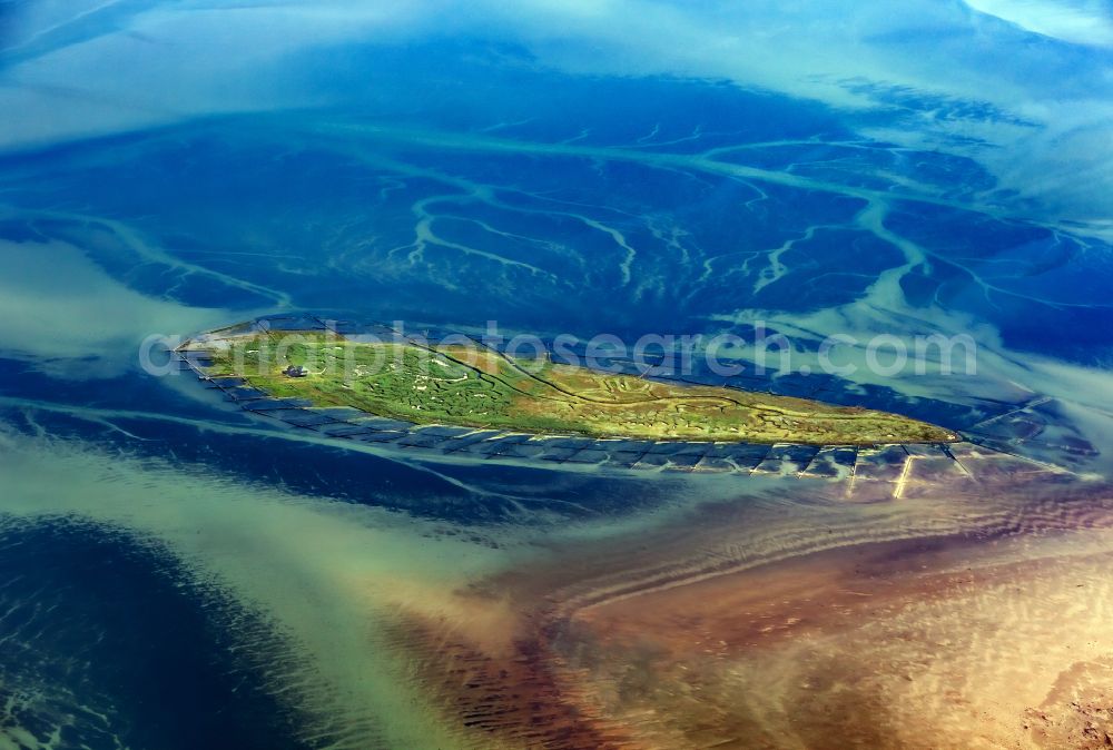 Hooge from above - Hallig landscape Norderoog in Hooge in the state Schleswig-Holstein, Germany