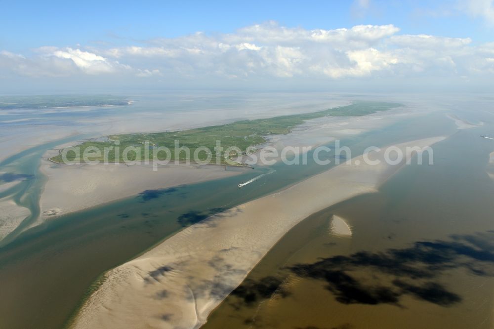 Langeneß from above - Green space structures a Hallig Landscape the North Sea island in Langeness North Friesland in the state Schleswig-Holstein, Germany