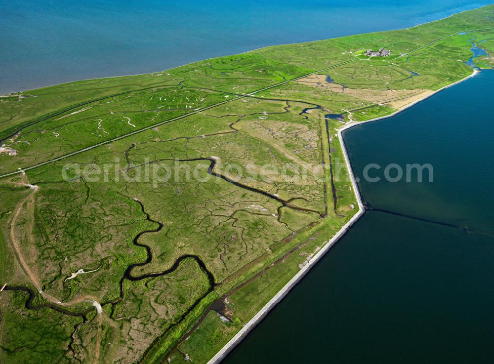 Langeneß from the bird's eye view: Langeneß is a municipality in the district of Nordfriesland in Schleswig-Holstein