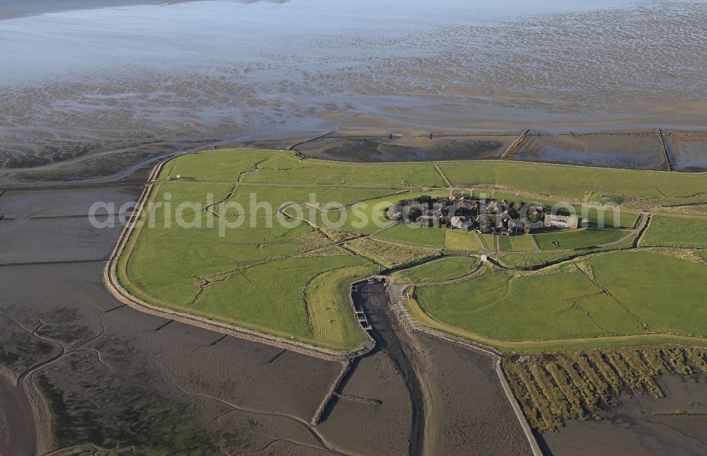 Aerial photograph Langeneß - Hallig Oland east Langeness in the state of Schleswig-Holstein