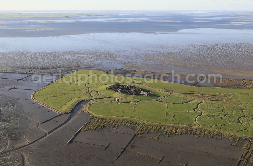 Langeneß from above - Hallig Oland east Langeness in the state of Schleswig-Holstein