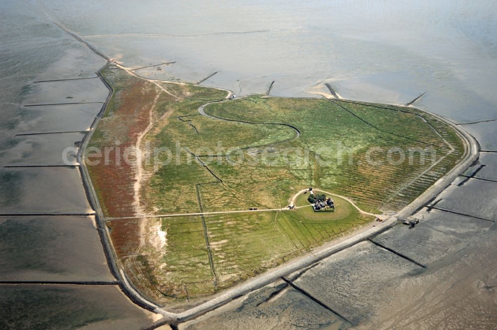 Aerial image Pellworm - Hallig Suedfall in Pellworm in Schleswig-Holstein. Wadden Sea at low tide. Top Pellworm