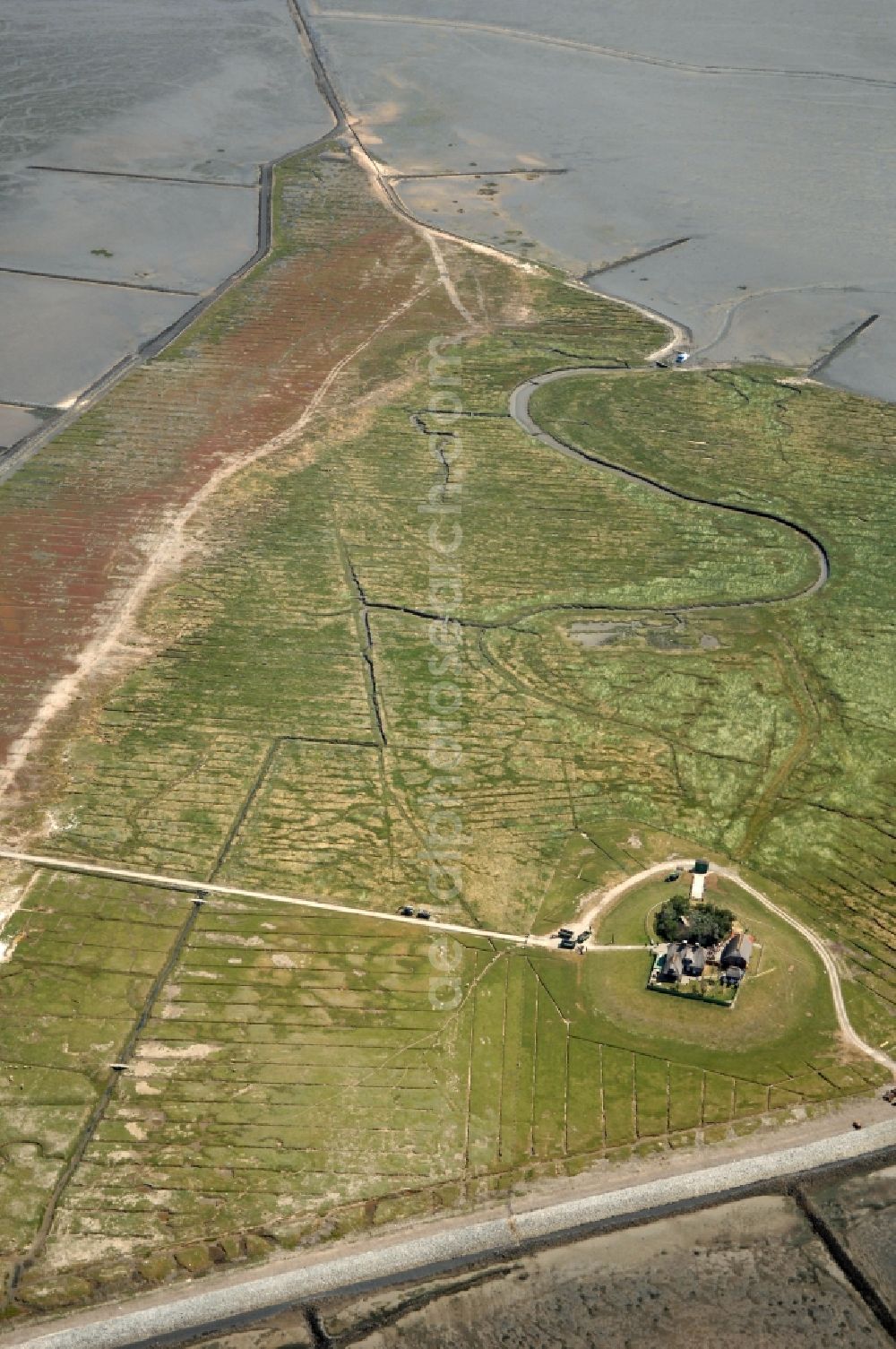 Aerial image Pellworm - Hallig Suedfall in Pellworm in Schleswig-Holstein. Wadden Sea at low tide. Top Pellworm