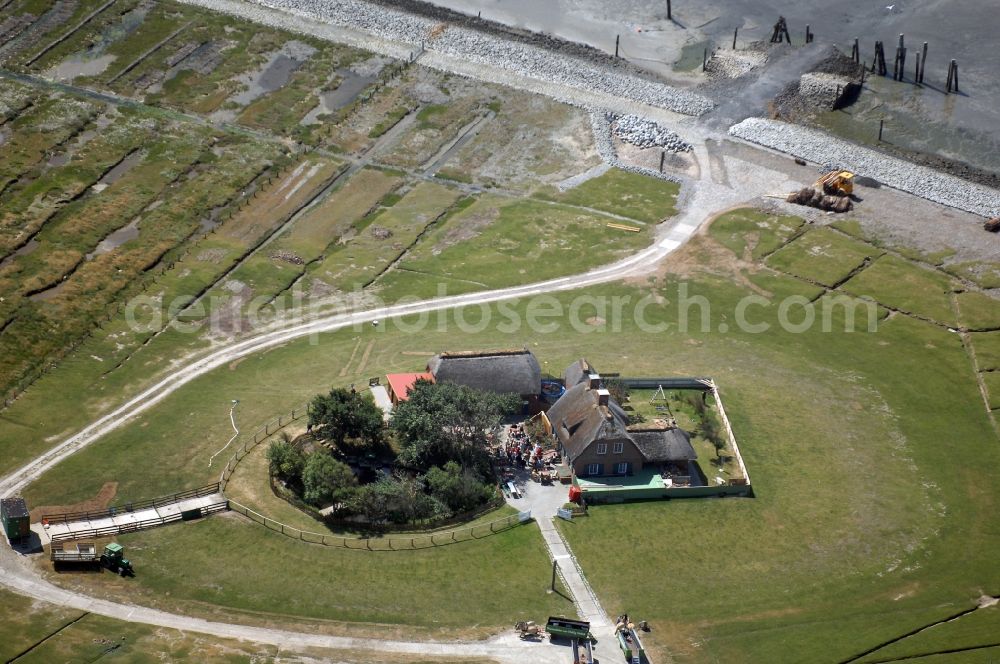 Pellworm from above - Hallig Suedfall in Pellworm in Schleswig-Holstein. Wadden Sea at low tide. Top Pellworm