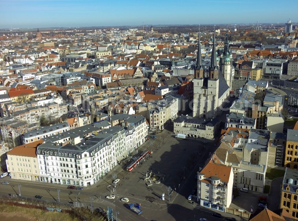 Aerial image Halle ( Saale ) - View of the Hallmarkt in Halle ( Saale ) in the state Saxony-Anhalt