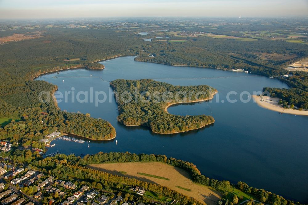 Haltern am See from the bird's eye view: View of the lake Haltener Stausee in Haltern am See in the state North Rhine-Westphalia