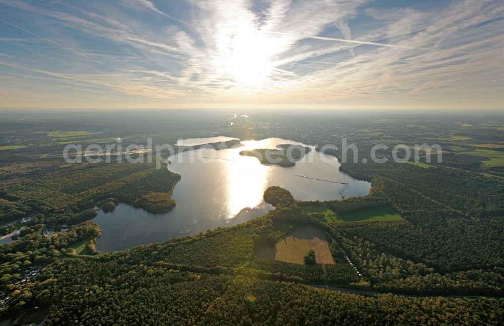 Aerial image Haltern am See - View of the lake Haltener Stausee in Haltern am See in the state North Rhine-Westphalia