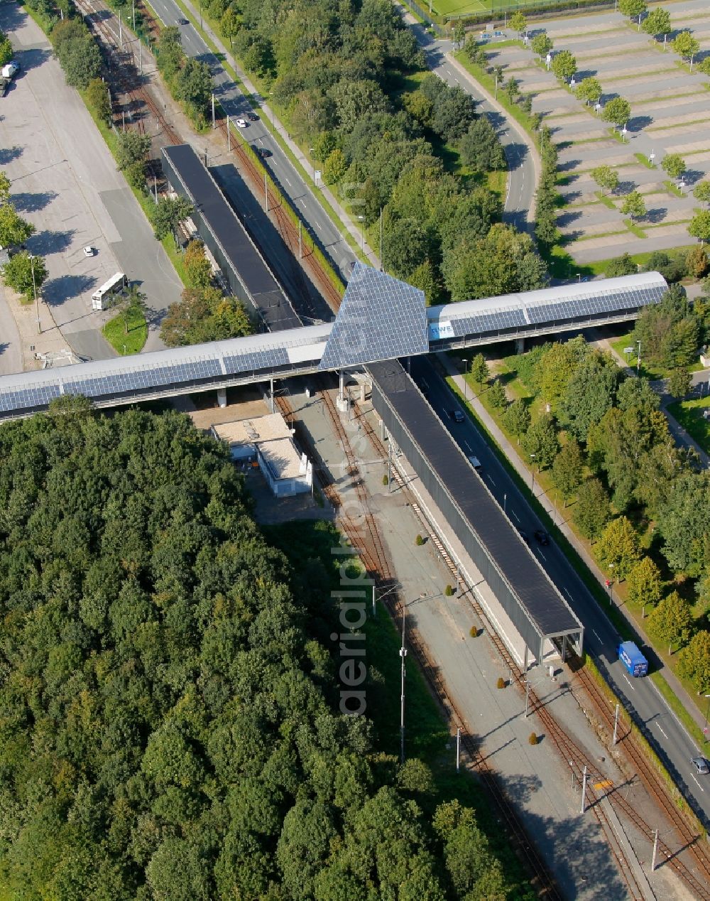 Aerial image Gelsenkirchen - View of the station VELTINS-Arena in Gelsenkirchen in the state North Rhine-Westphalia