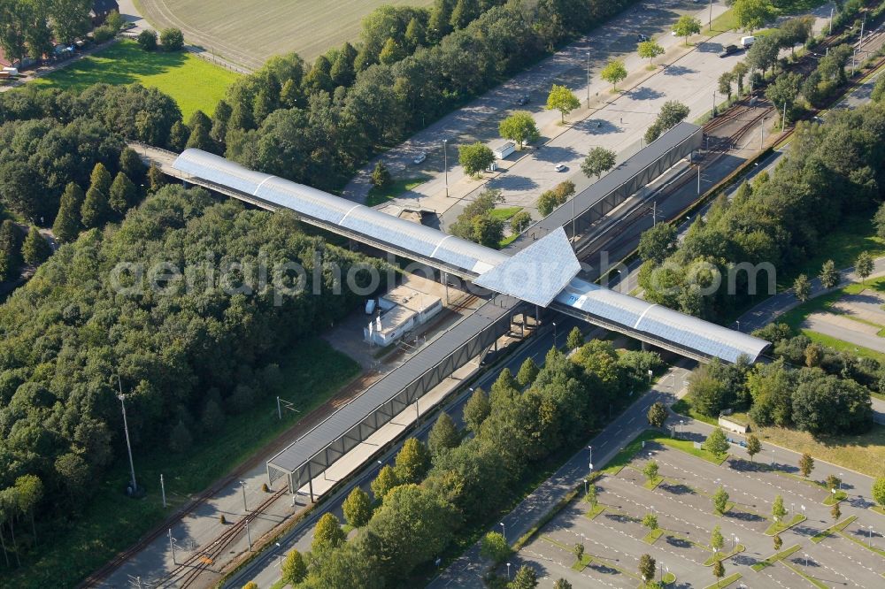 Aerial photograph Gelsenkirchen - View of the station VELTINS-Arena in Gelsenkirchen in the state North Rhine-Westphalia