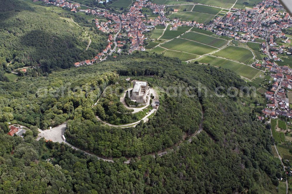 Aerial image Hambach - Das Hambacher Schloss beim Ortsteil Hambach der rheinland-pfälzischen Stadt Neustadt. Es gilt wegen des Hambacher Festes, das dort 1832 stattfand, als Symbol der deutschen Demokratiebewegung. Hambach Castle in the district Hambach of the town of Neustadt. It is because of the Hambach Festival, which took place there in 1832, a symbol of German democracy movement.