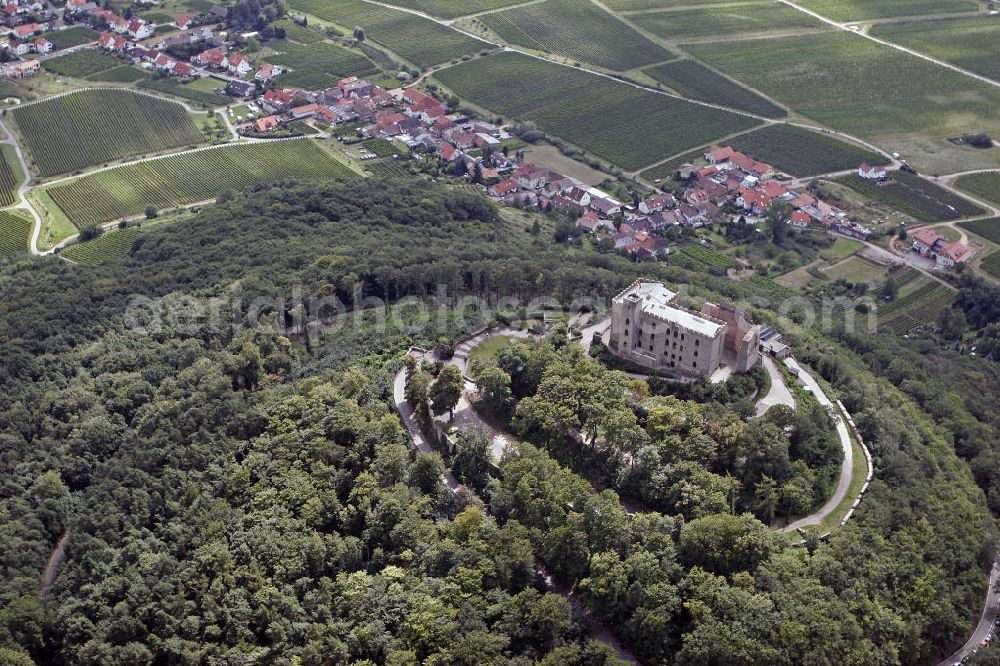 Hambach from the bird's eye view: Das Hambacher Schloss beim Ortsteil Hambach der rheinland-pfälzischen Stadt Neustadt. Es gilt wegen des Hambacher Festes, das dort 1832 stattfand, als Symbol der deutschen Demokratiebewegung. Hambach Castle in the district Hambach of the town of Neustadt. It is because of the Hambach Festival, which took place there in 1832, a symbol of German democracy movement.