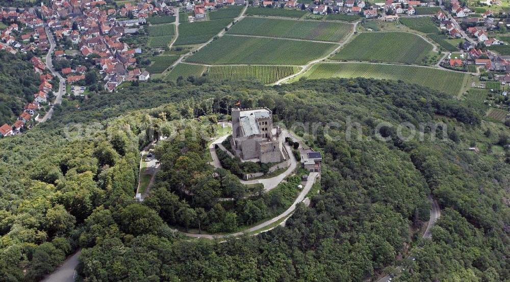 Hambach from the bird's eye view: Das Hambacher Schloss beim Ortsteil Hambach der rheinland-pfälzischen Stadt Neustadt. Es gilt wegen des Hambacher Festes, das dort 1832 stattfand, als Symbol der deutschen Demokratiebewegung. Hambach Castle in the district Hambach of the town of Neustadt. It is because of the Hambach Festival, which took place there in 1832, a symbol of German democracy movement.