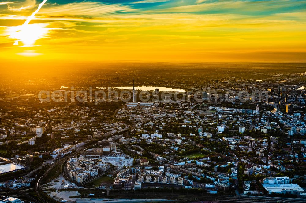 Aerial image Hamburg - Hamburg Altona at sunrise, in the state of Hamburg Germany