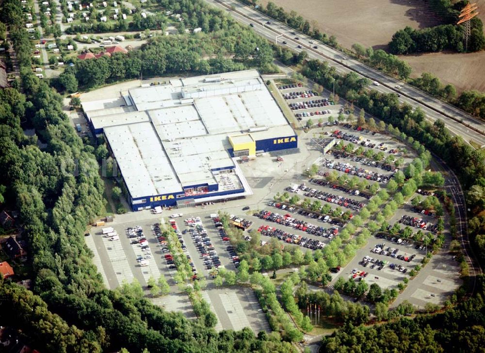 Aerial image Hamburg - Hamburg IKEA-Einrichtungshaus an der Autobahn A7 im Bereich der Abfahrt Schnelsen in Hamburg Campingplatz in Schnelsen hinter dem IKEA-Einrichtungshaus an der Autobahn A7 in Hamburg 06.09.03