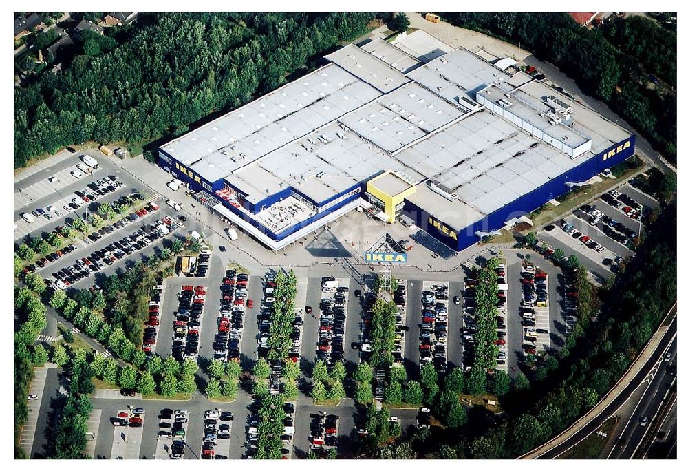 Aerial image Hamburg - Hamburg IKEA-Einrichtungshaus an der Autobahn A7 im Bereich der Abfahrt Schnelsen in Hamburg Campingplatz in Schnelsen hinter dem IKEA-Einrichtungshaus an der Autobahn A7 in Hamburg 06.09.03