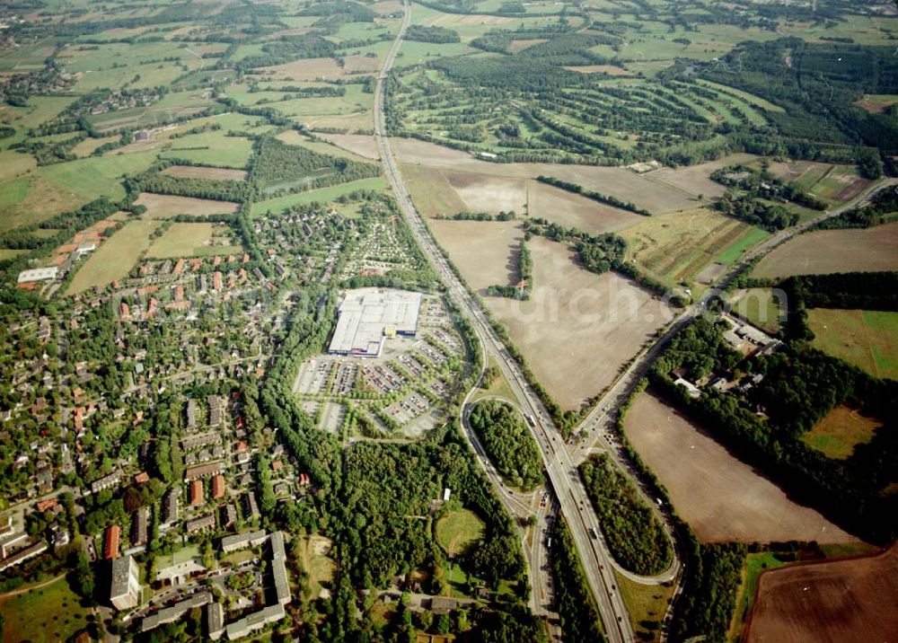 Aerial image Hamburg - Hamburg IKEA-Einrichtungshaus an der Autobahn A7 im Bereich der Abfahrt Schnelsen in Hamburg Campingplatz in Schnelsen hinter dem IKEA-Einrichtungshaus an der Autobahn A7 in Hamburg 06.09.03