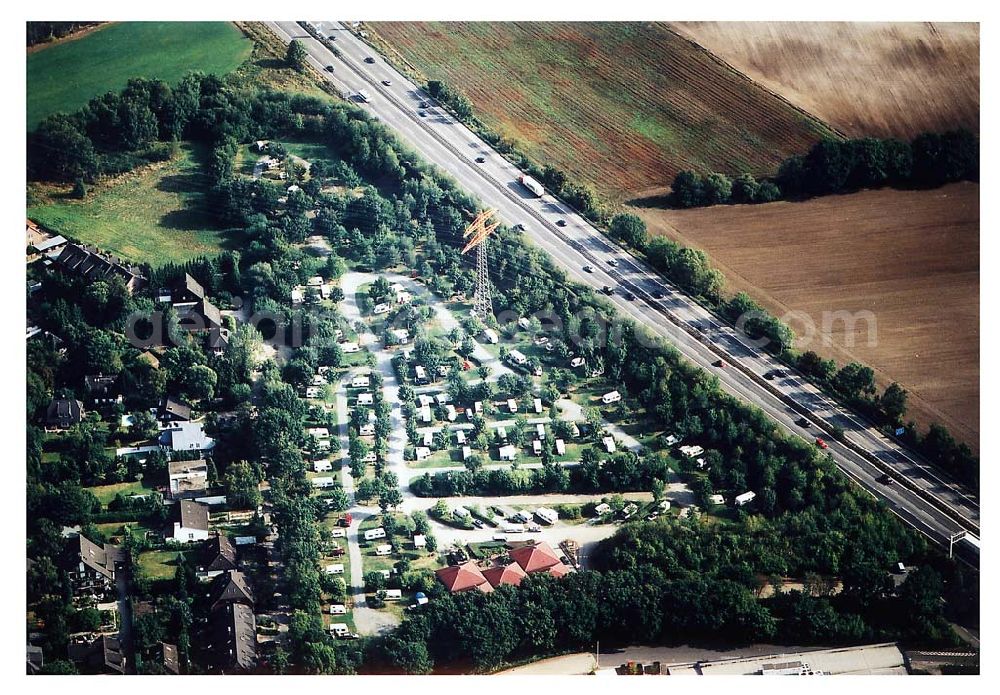 Aerial photograph Hamburg - Hamburg IKEA-Einrichtungshaus an der Autobahn A7 im Bereich der Abfahrt Schnelsen in Hamburg Campingplatz in Schnelsen hinter dem IKEA-Einrichtungshaus an der Autobahn A7 in Hamburg 06.09.03