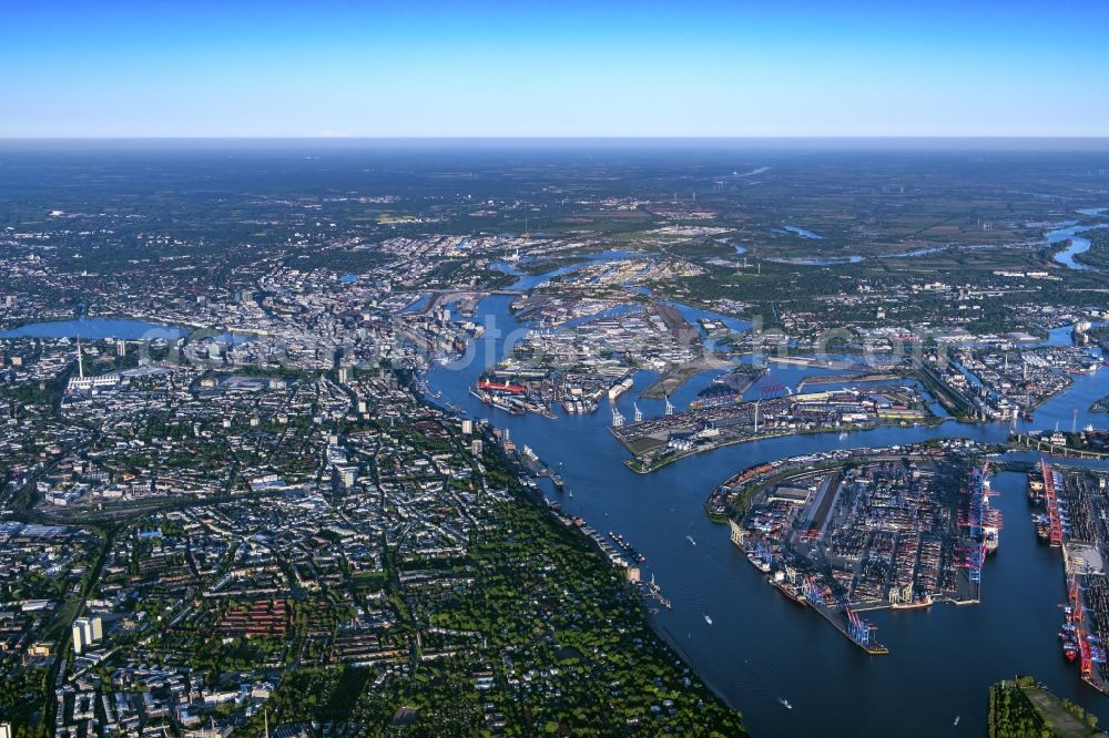 Aerial image Hamburg - Hamburg harbor overview in Hamburg, Germany