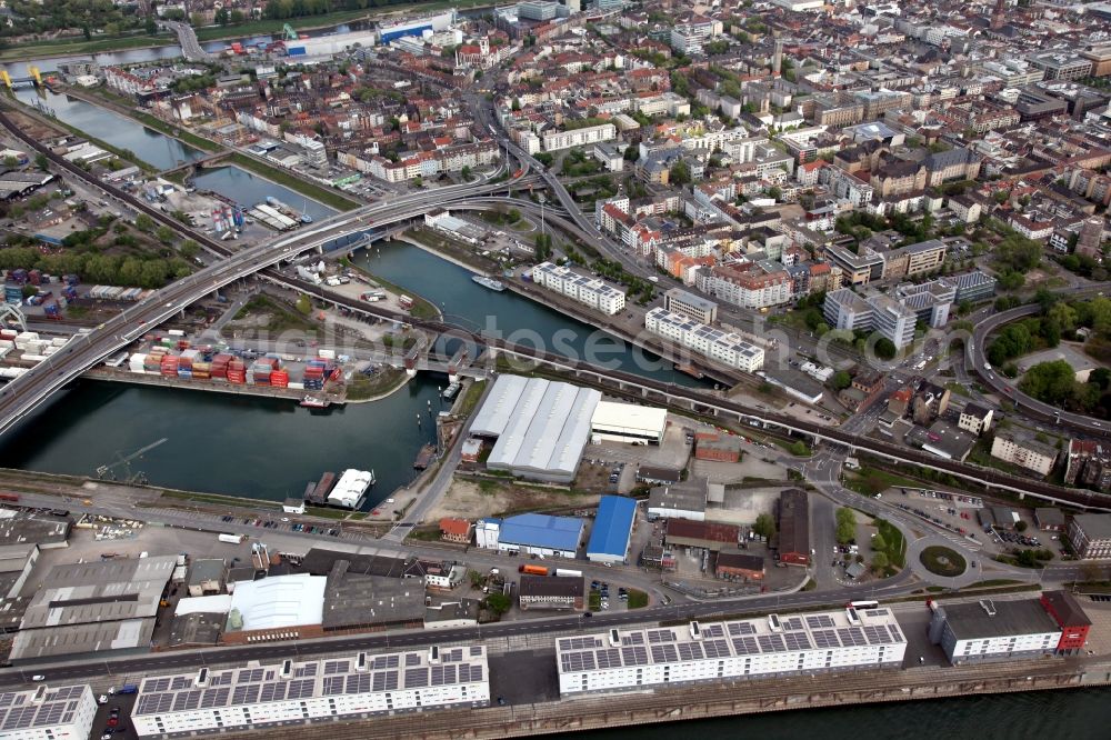 Aerial image Mannheim - Commercial port of Mannheim in the state of Baden Wurttemberg