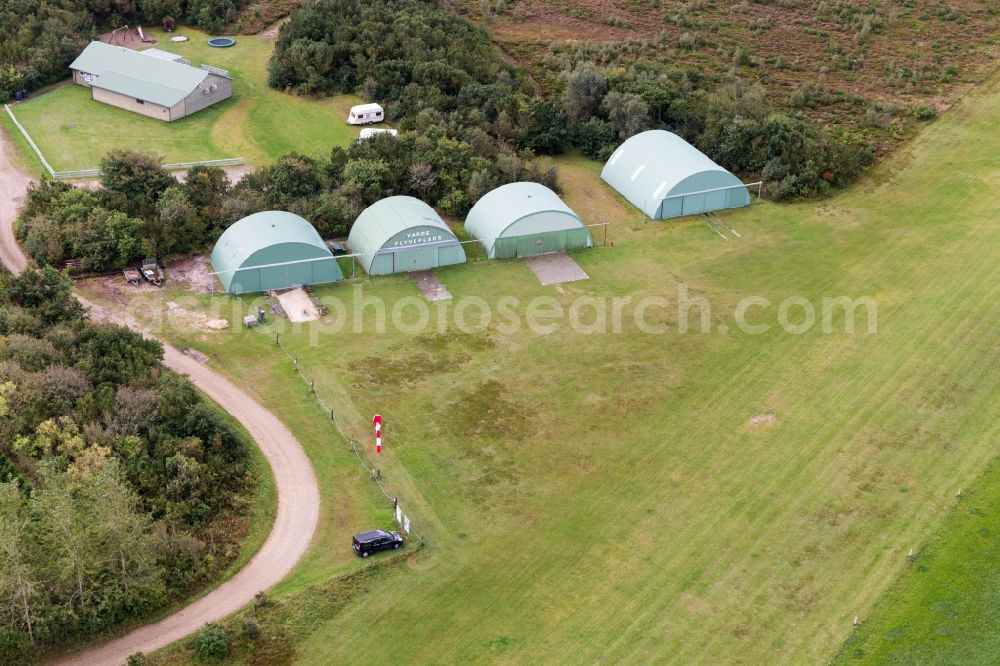 Varde from above - Hangar equipment and aircraft hangars for aircraft maintenance of Varde Flyveplads in Varde in , Denmark