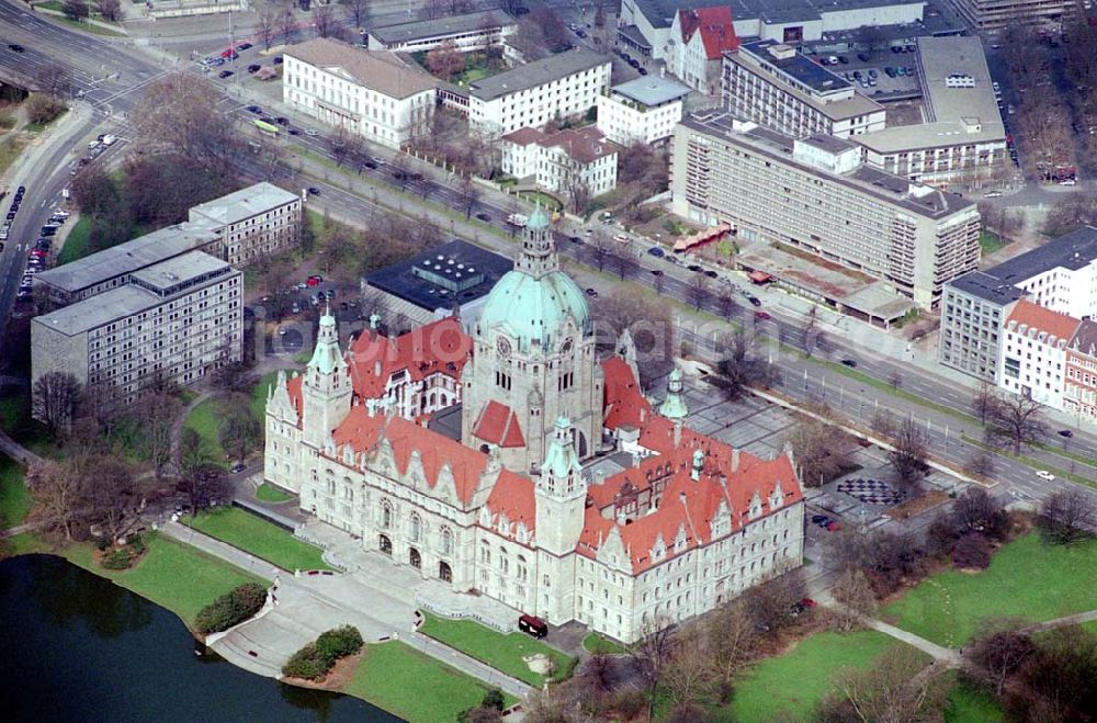 Aerial image Hannover - Neues Rathaus, Trammplatz 2 , 30159 Hannover, Tel. 0511 / 168-42292 Sitz des Oberbürgermeisters,