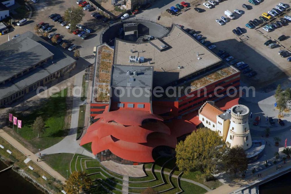 Potsdam from the bird's eye view: Blick auf das Hans Otto Theater in der Schiffbauergasse 11, 14467 Potsdam - Telefon: (0331) 981 18 - http://