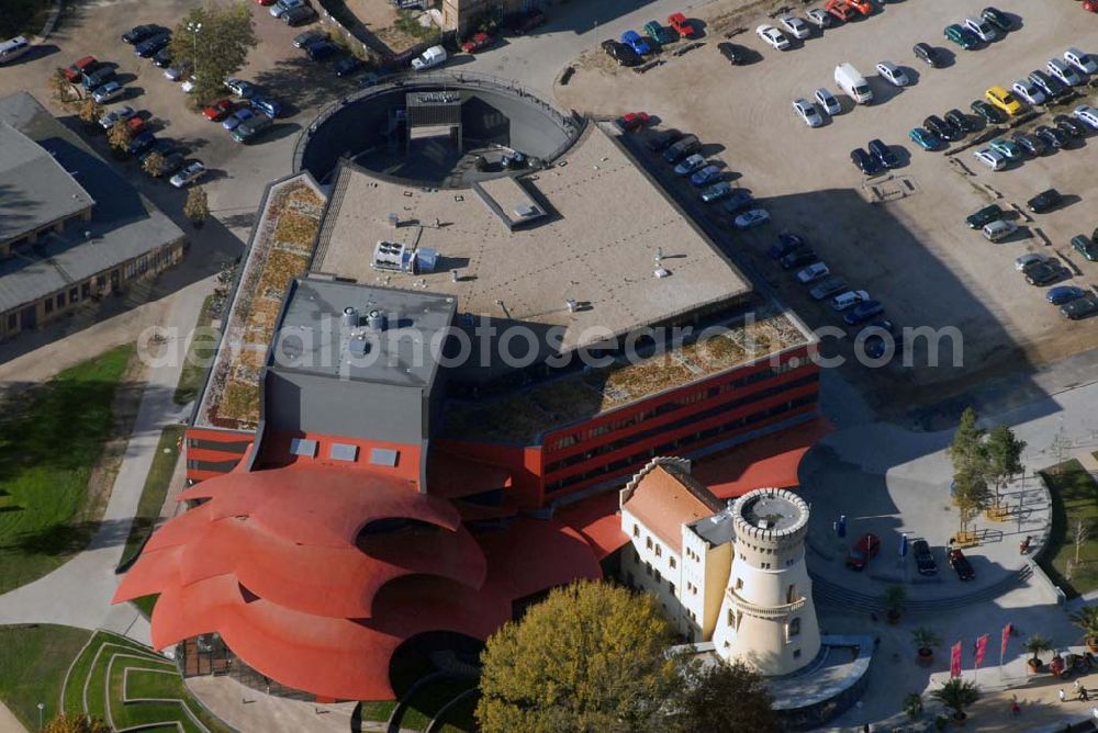 Aerial image Potsdam - Blick auf das Hans Otto Theater in der Schiffbauergasse 11, 14467 Potsdam - Telefon: (0331) 981 18 - http://