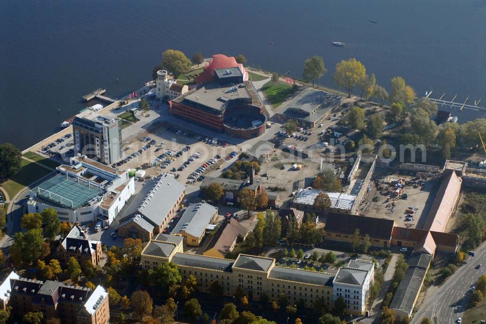 Potsdam from above - Blick auf das Hans Otto Theater in der Schiffbauergasse 11, 14467 Potsdam - Telefon: (0331) 981 18 - http://