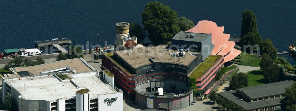 Potsdam from above - View of the Hans Otto Theater on the cultural and commercial location in Schiffbauergasse in Potsdam