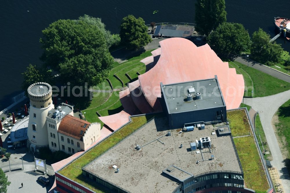 Aerial image Potsdam - View of the Hans Otto Theater on the cultural and commercial location in Schiffbauergasse in Potsdam