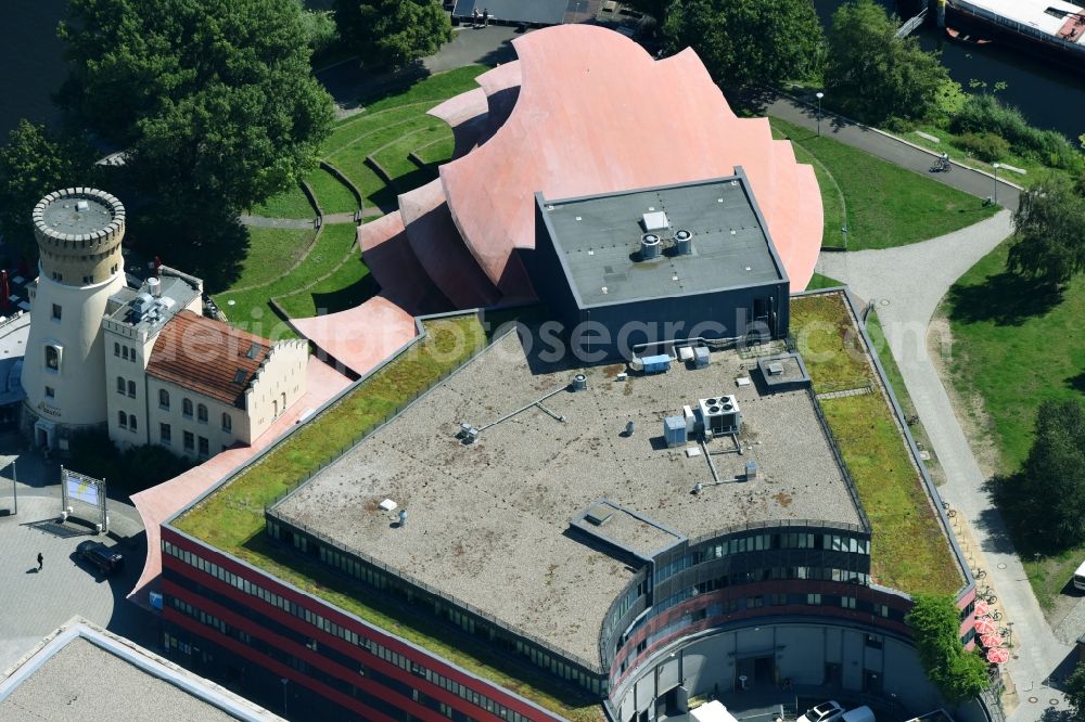 Aerial photograph Potsdam - View of the Hans Otto Theater on the cultural and commercial location in Schiffbauergasse in Potsdam