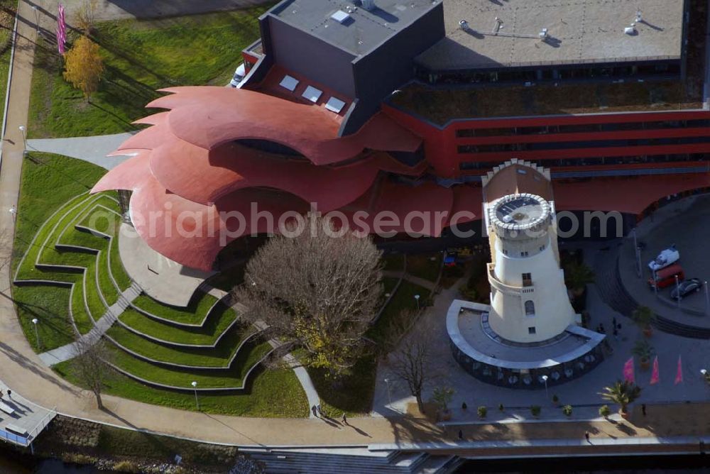 Potsdam from the bird's eye view: Blick auf das Hans Otto Theater in der Schiffbauergasse 11, 14467 Potsdam - Telefon: (0331) 981 18 - http://