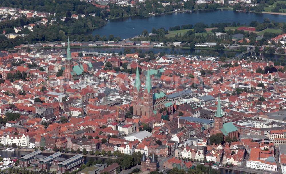 Lübeck from above - Hanseatic City of Luebeck in Schleswig-Holstein