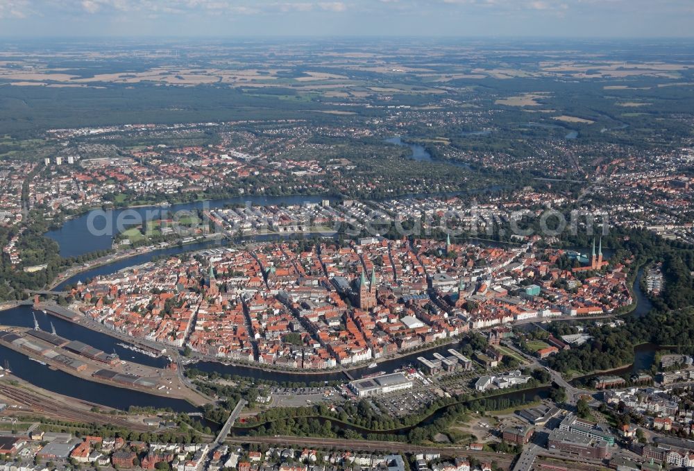 Lübeck from the bird's eye view: Hanseatic City of Luebeck in Schleswig-Holstein