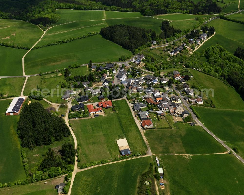 Aerial image Harscheid - View of Harscheid in Rheinland-Pfalz. In the center of the village the Talstrasse K26 hits the Mittelstrasse K25