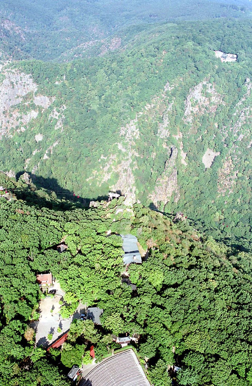 Aerial image Blankenburg (Harz)/ Sachsen-Anhalt - Harz (bei Blankenburg)/ Sachsen-Anhalt Roßtrappe im Harz mit Blick auf Seilbahn (links) info@thale.de