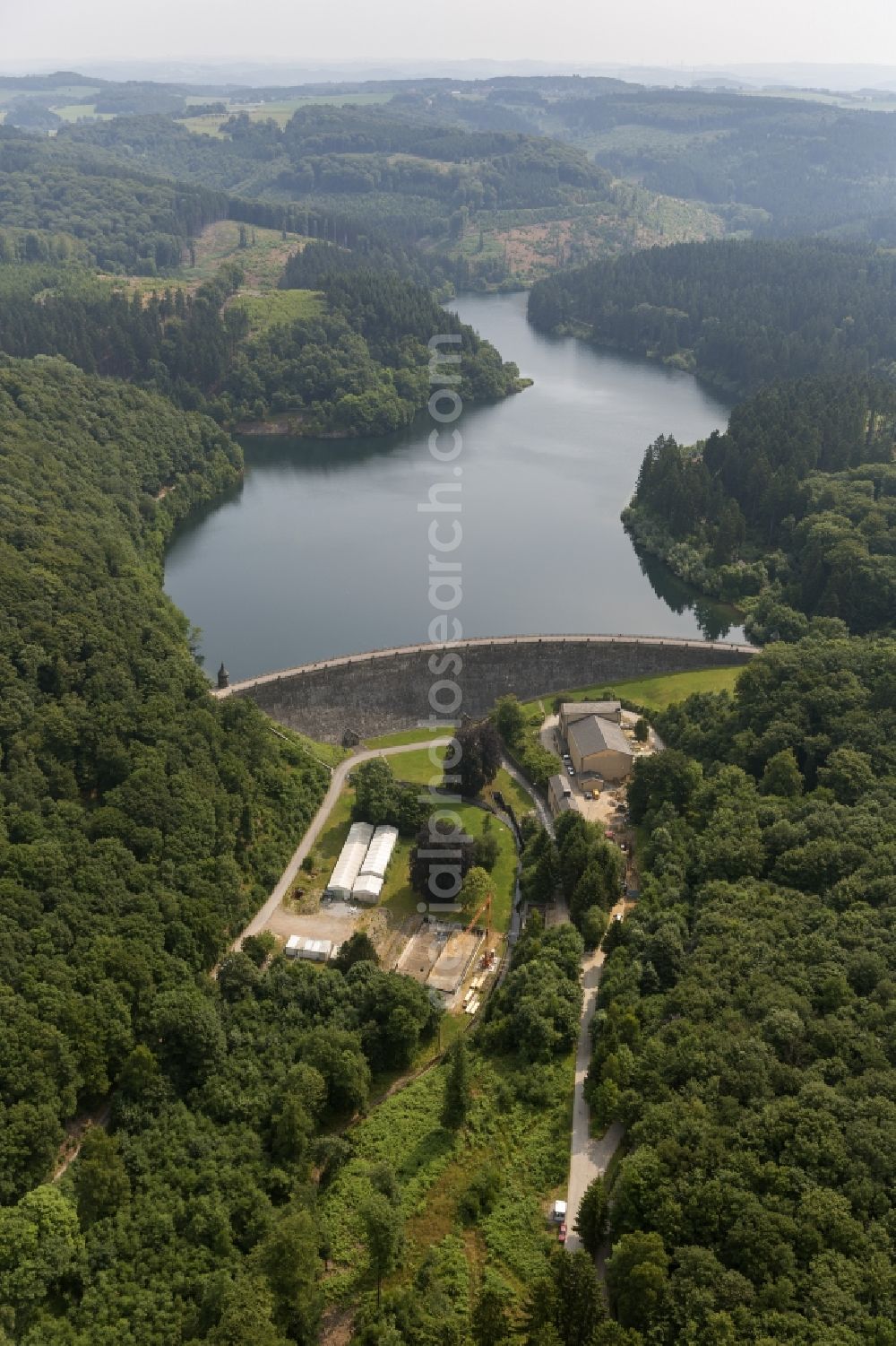 Hagen OT Haspe from the bird's eye view: Hasper dam in the village district haspe of Hagen in North Rhine-Westphalia