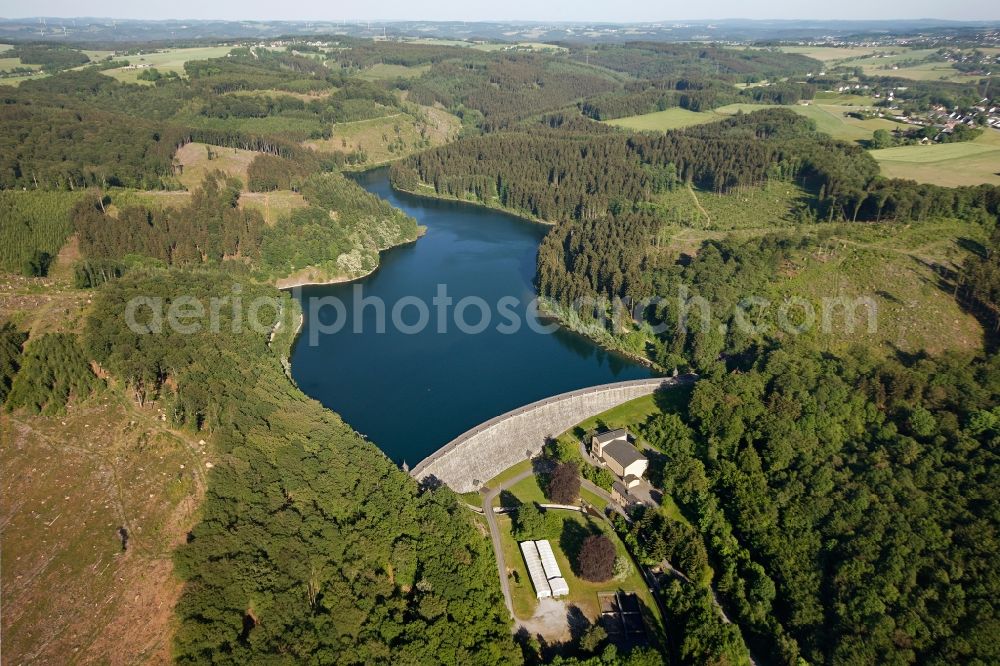 Aerial photograph Hagen OT Haspe - View of the Hasper dam in the district of Haspe in Hagen in the state of North Rhine-Westphalia