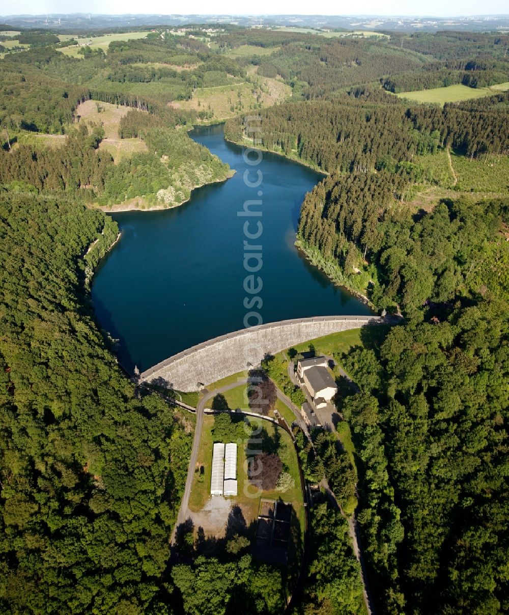 Hagen OT Haspe from above - View of the Hasper dam in the district of Haspe in Hagen in the state of North Rhine-Westphalia