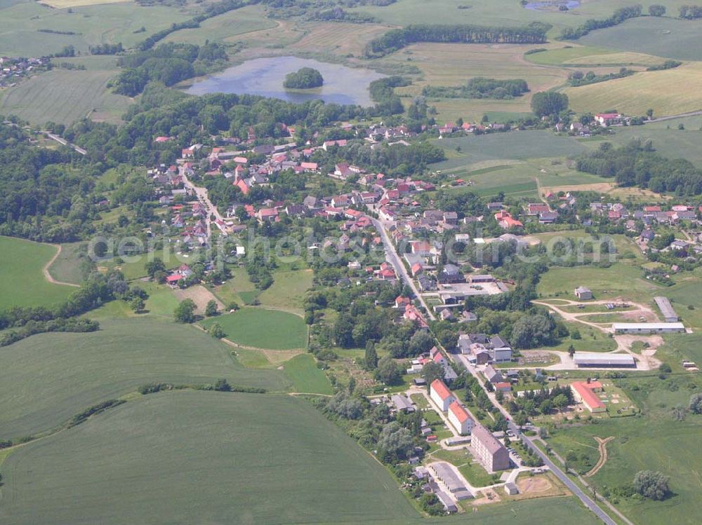 Hassleben / Brandenburg from above - Hassleben in Brandenburg: Blick auf den Ortskern mit Teich