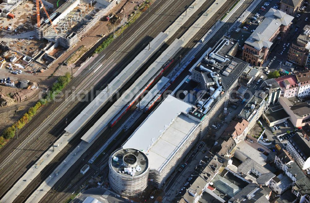 Aerial photograph Aschaffenburg - Construction site at the main station Aschaffenburg in Bavaria